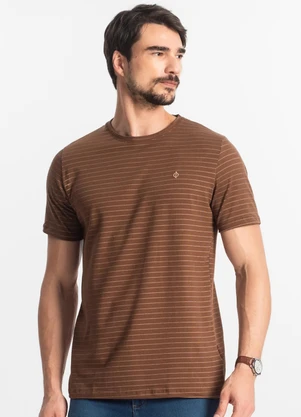 Diametro - Camiseta Masculina Cotton Listrado Marrom - DIAMETRO