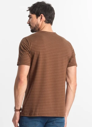 Diametro - Camiseta Masculina Cotton Listrado Marrom - DIAMETRO
