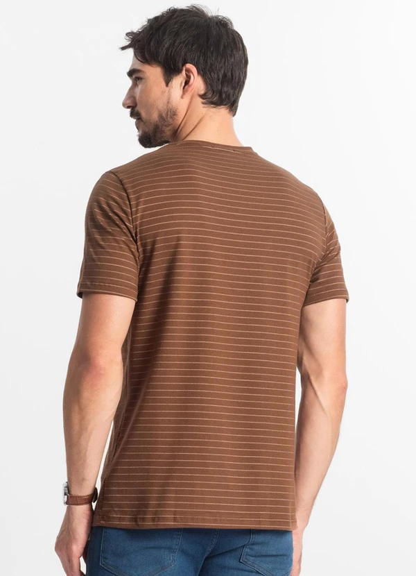 Diametro - Camiseta Masculina Cotton Listrado Marrom 2