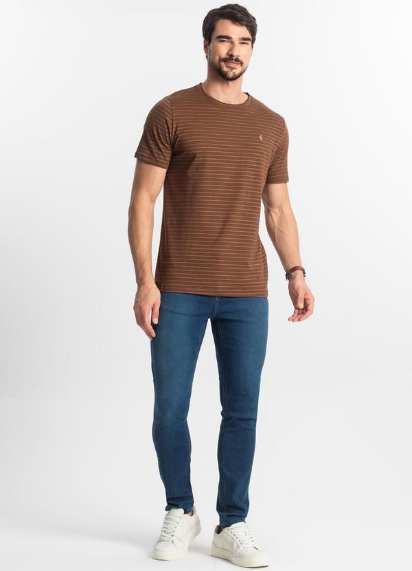 Diametro - Camiseta Masculina Cotton Listrado Marrom 3