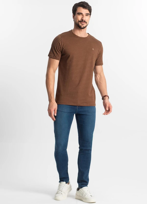 Diametro - Camiseta Masculina Cotton Listrado Marrom 3