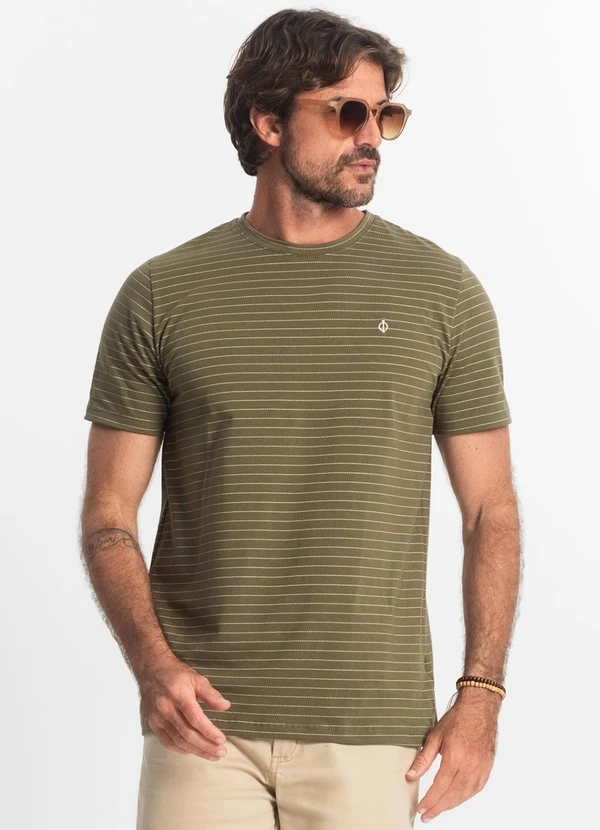 Diametro - Camiseta Masculina Cotton Listrado Verde 1
