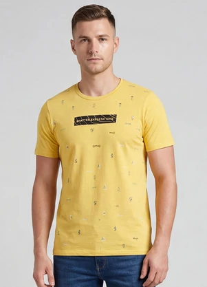 Select - Camiseta Masculina em Meia Malha Amarelo - SELECT