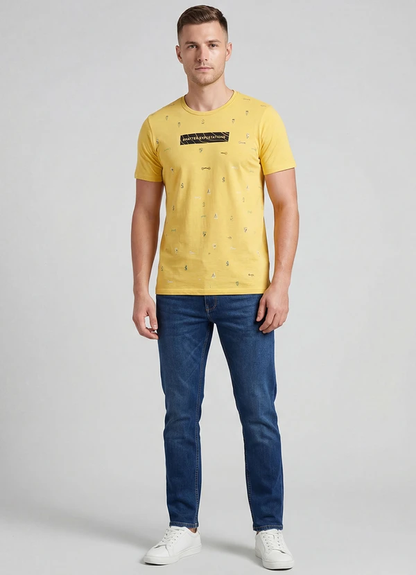 Select - Camiseta Masculina em Meia Malha Amarelo 2