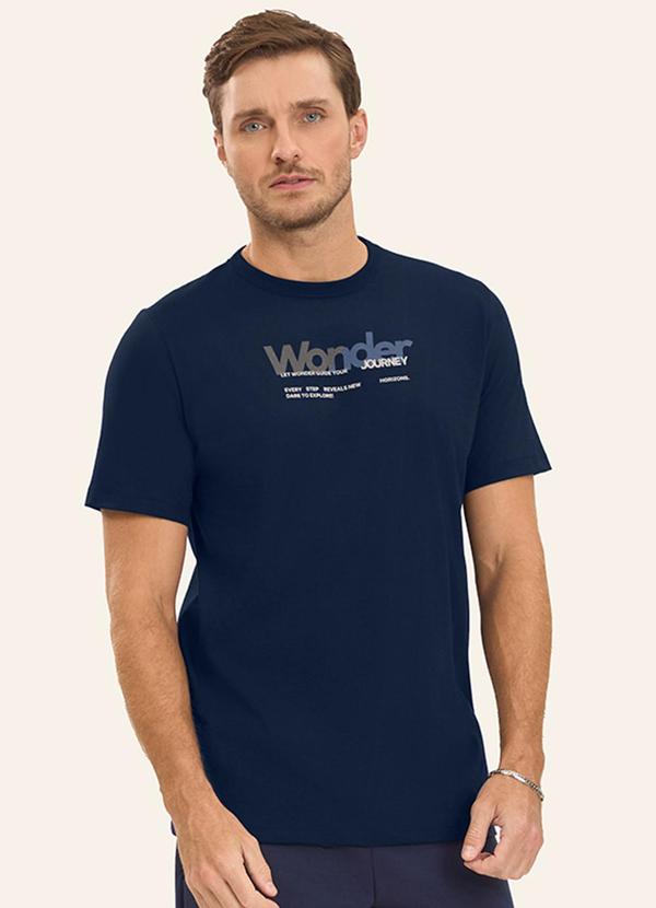 Diametro - Camiseta Masculina em Meia Malha Azul