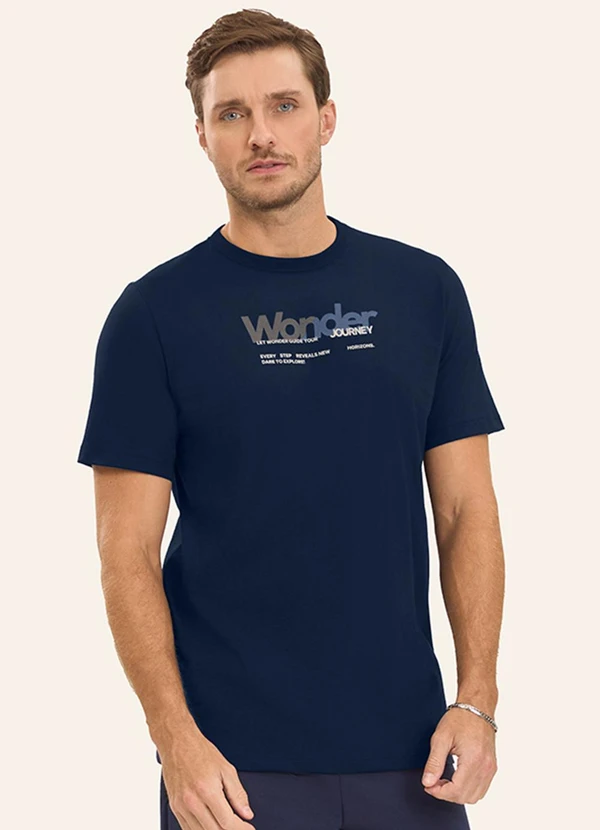 Diametro - Camiseta Masculina em Meia Malha Azul