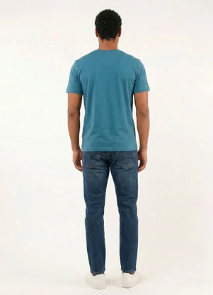 Just Basic - Camiseta Masculina em Meia Malha Azul - JUST BASIC
