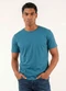 Just Basic - Camiseta Masculina em Meia Malha Azul - variação:  