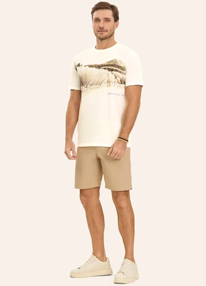 Diametro - Camiseta Masculina em Meia Malha Bege - DIAMETRO
