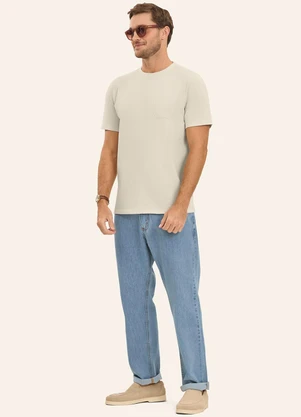 Diametro - Camiseta Masculina em Meia Malha Bege - DIAMETRO