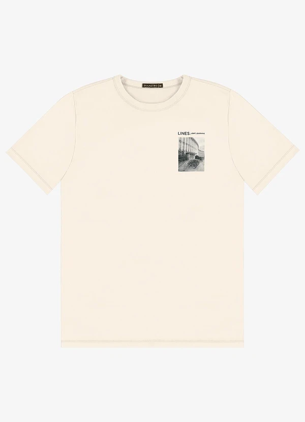 Diametro - Camiseta Masculina em Meia Malha Bege