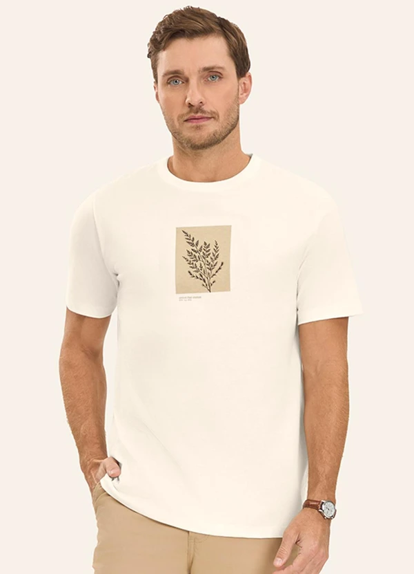 Diametro - Camiseta Masculina em Meia Malha Bege