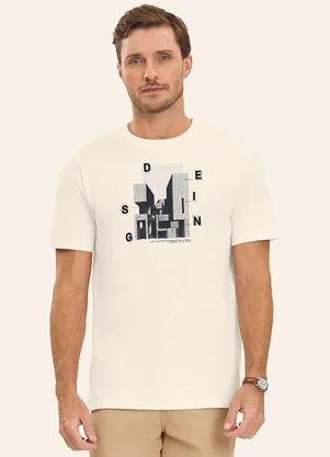 Diametro - Camiseta Masculina em Meia Malha Bege - DIAMETRO