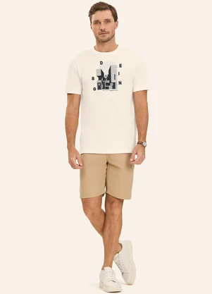 Diametro - Camiseta Masculina em Meia Malha Bege - DIAMETRO