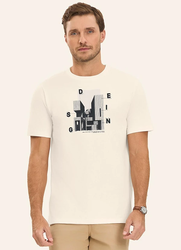 Diametro - Camiseta Masculina em Meia Malha Bege