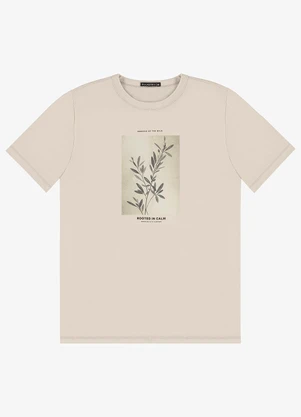 Diametro - Camiseta Masculina em Meia Malha Bege - DIAMETRO