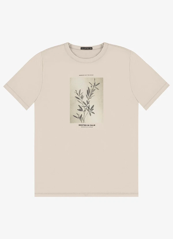 Diametro - Camiseta Masculina em Meia Malha Bege