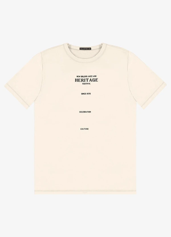 Diametro - Camiseta Masculina em Meia Malha Bege