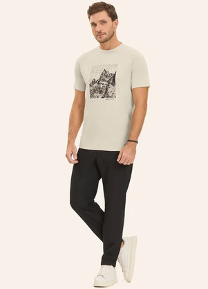 Diametro - Camiseta Masculina em Meia Malha Bege - DIAMETRO