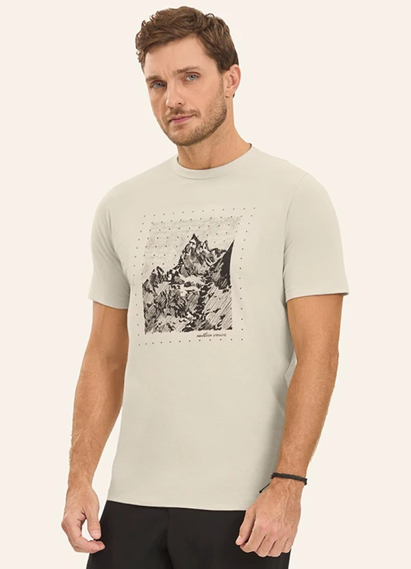 Diametro - Camiseta Masculina em Meia Malha Bege