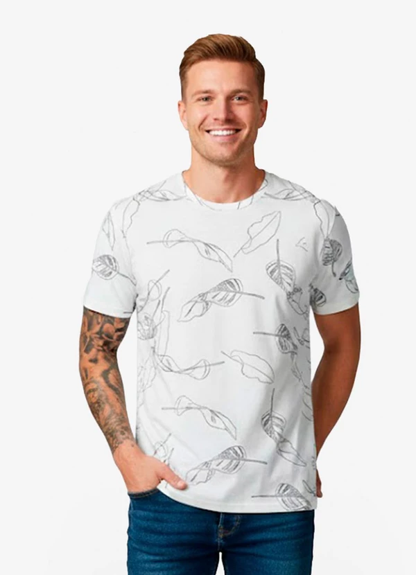 Select - Camiseta Masculina em Meia Malha Bege