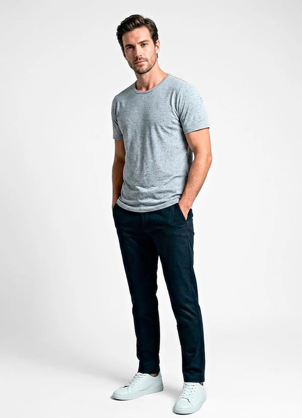 Select - Camiseta Masculina em Meia Malha Botonê Cinza 3