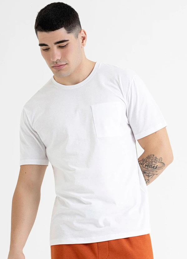 Just Basic - Camiseta Masculina em Meia Malha Branco