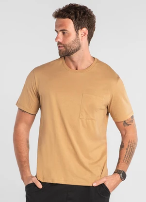 Camiseta Masculina em Meia Malha Just Basic Bege - JUST BASIC