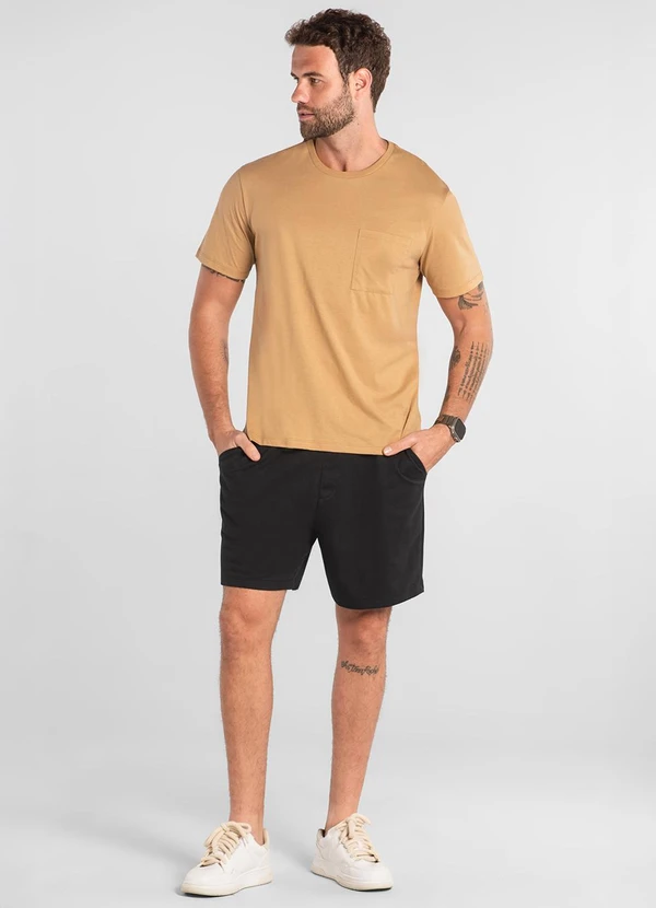 Just Basic - Camiseta Masculina em Meia Malha Just Basic Bege 3