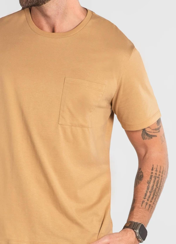 Just Basic - Camiseta Masculina em Meia Malha Just Basic Bege 5