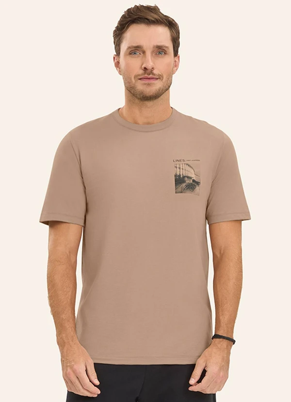 Diametro - Camiseta Masculina em Meia Malha Marrom