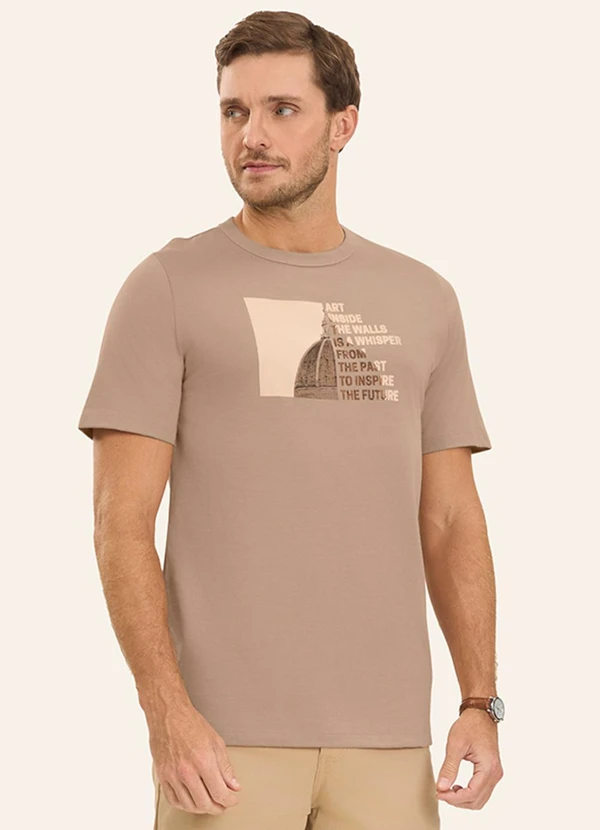 Diametro - Camiseta Masculina em Meia Malha Marrom