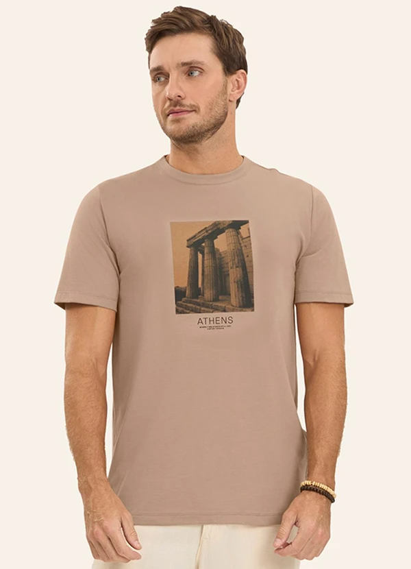 Diametro - Camiseta Masculina em Meia Malha Marrom