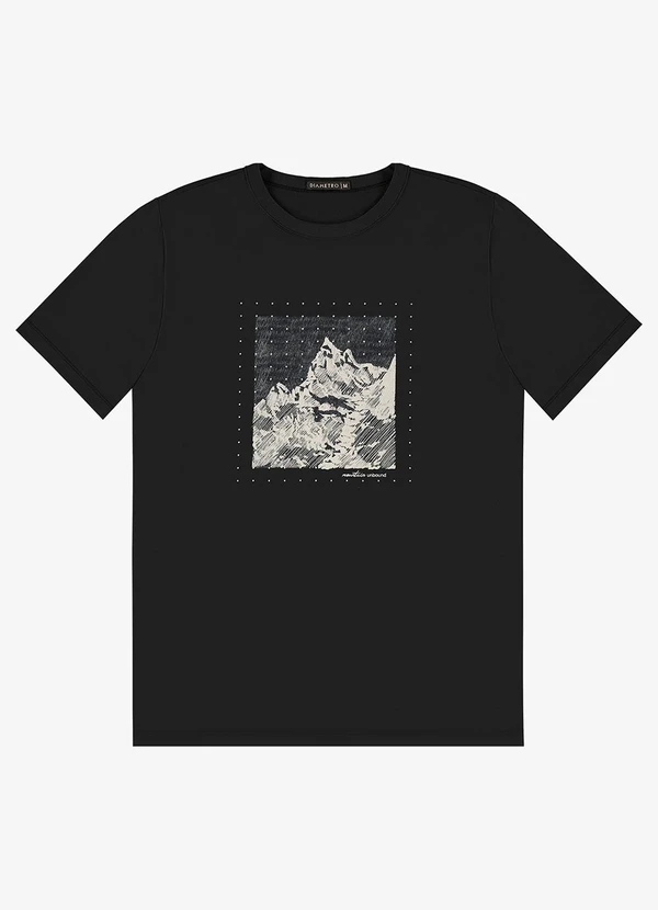 Diametro - Camiseta Masculina em Meia Malha Preto