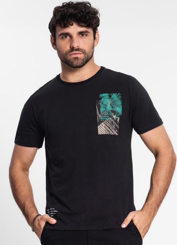 Diametro - Camiseta Masculina em Meia Malha Preto
