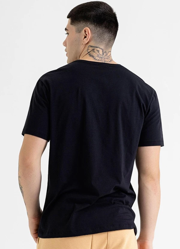 Just Basic - Camiseta Masculina em Meia Malha Preto 2