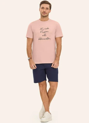 Diametro - Camiseta Masculina em Meia Malha Rosa - DIAMETRO