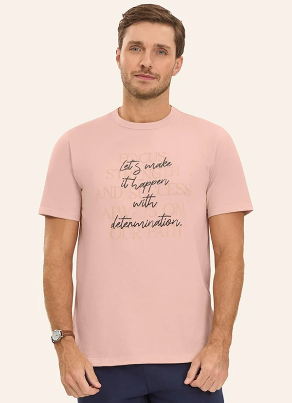 Diametro - Camiseta Masculina em Meia Malha Rosa