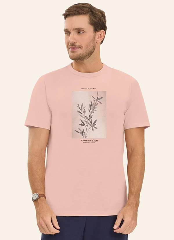 Diametro - Camiseta Masculina em Meia Malha Rosa