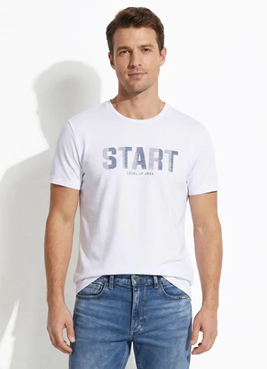 Fakini - Camiseta Masculina em Piquet Branco - FAKINI