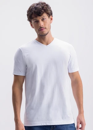 Essendi - Camiseta Masculina Essencial com Decote V Branco - ESSENDI