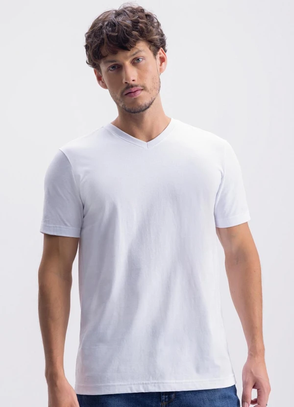 Essendi - Camiseta Masculina Essencial com Decote V Branco