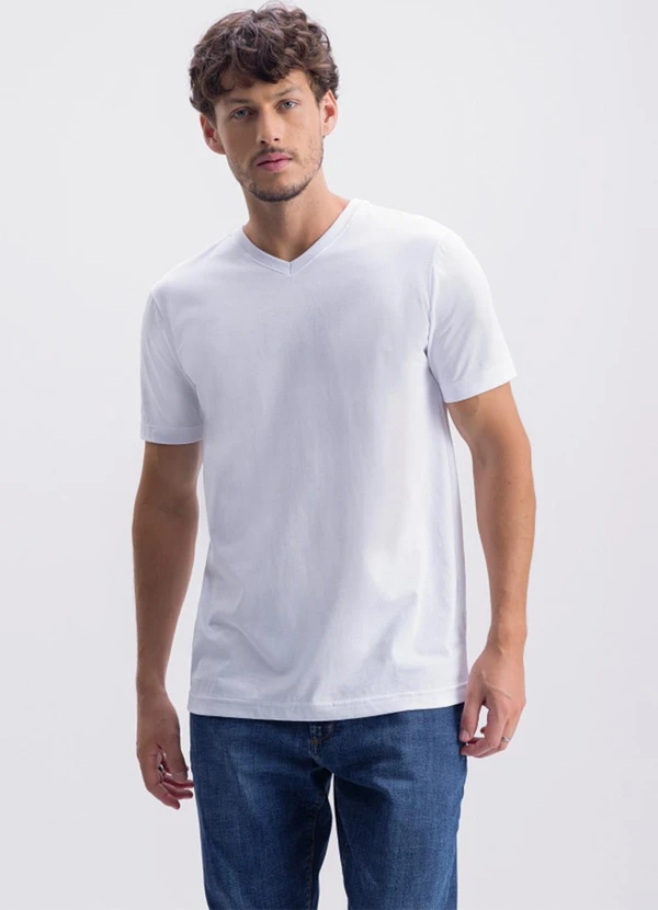 Essendi - Camiseta Masculina Essencial com Decote V Branco 2