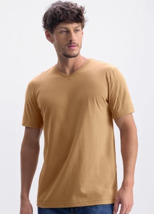 Essendi - Camiseta Masculina Essencial com Decote V Marrom - ESSENDI