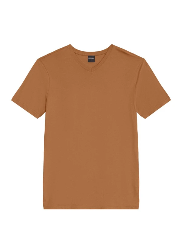 Essendi - Camiseta Masculina Essencial com Decote V Marrom 3