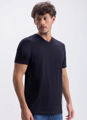 Essendi - Camiseta Masculina Essencial com Decote V Preto - ESSENDI