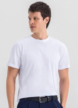 Essendi - Camiseta Masculina Essencial em Malha Branco - ESSENDI