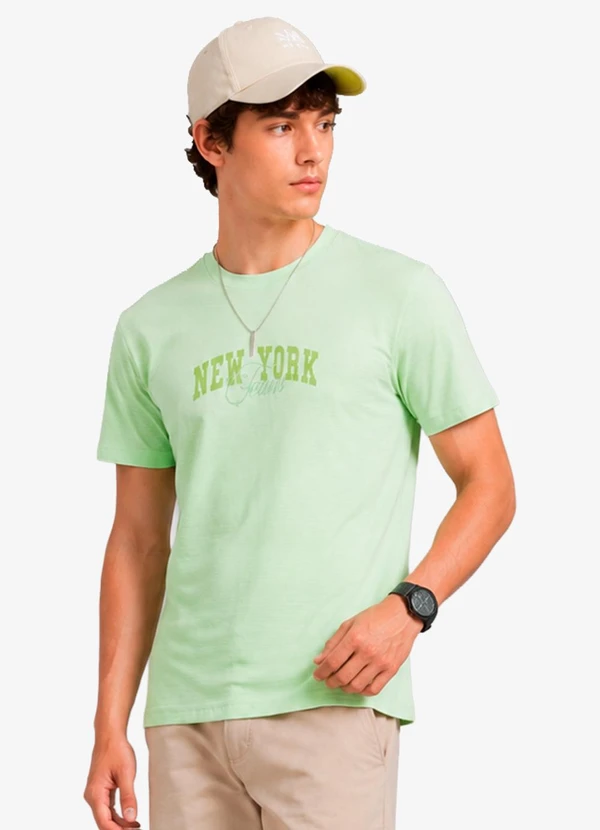 Minty - Camiseta Masculina Estampa com Bordado Verde