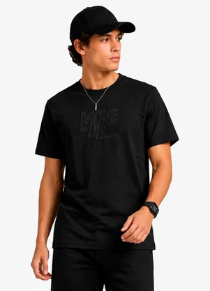 Minty - Camiseta Masculina Estampa com Relevo Preto - MINTY