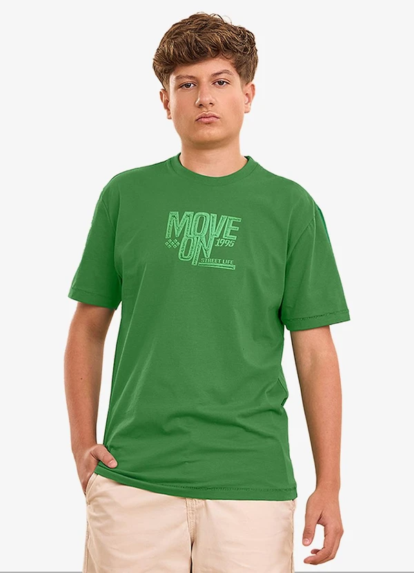 Minty - Camiseta Masculina Estampa com Relevo Verde